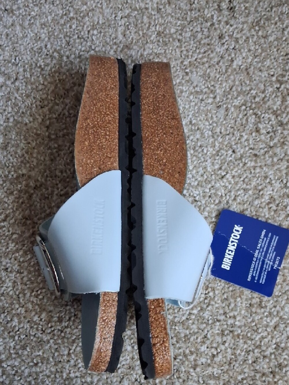 Birkenstock Light Blue Madrid EVA Single Strap Slides with Silver Buckles - Picture 2 of 10